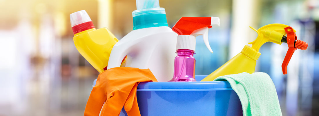 Cleaning supplies ready for a property clean